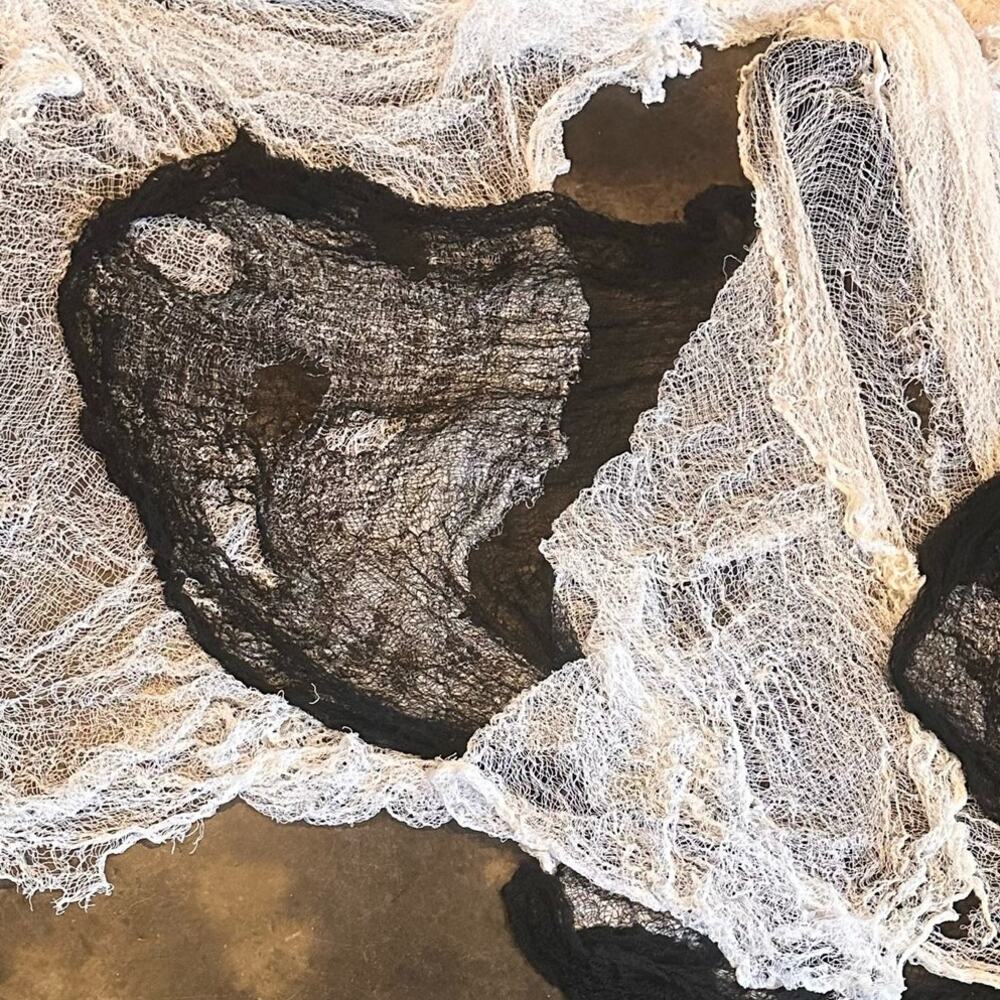 Set Of 3 Huge Spooky Creepy Cloths One Black 2 White Each Are 72”x192”
